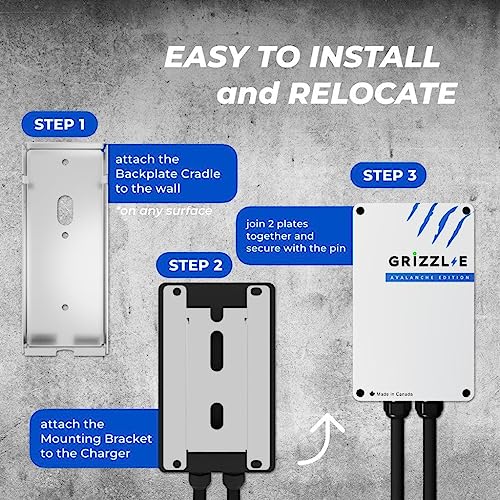Image of Grizzl-E Classic Level 2 Electric Vehicle (EV) Charger up to 40 Amp, UL Certified Indoor /Outdoor Electric Car Fast Wall Charging Station, NEMA 14-50 Plug, 24 feet Premium Cable, Avalanche Edition