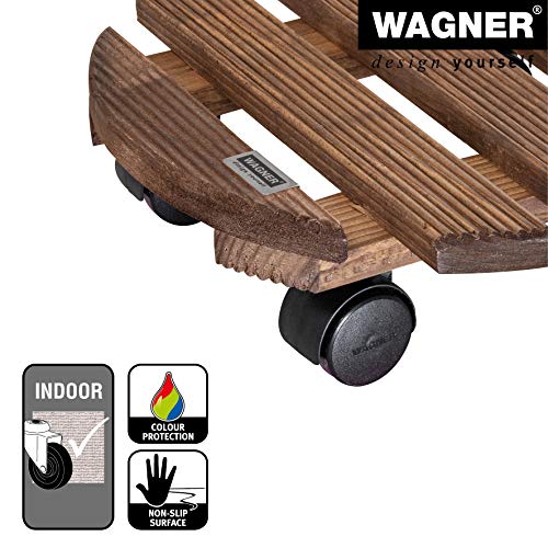 Wagner Pflanzenroller Country Ø 30 x 8 cm I Blumenroller für Innenbereich I Rutschsicheres Rollbrett I Kübelroller aus FSC® Massivholz, palisander I Tragkraft 100 kg I Made in EU - 20018301
