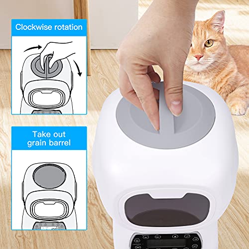 KutoraWorks Automatic Cat Feeder, Dog Food Dispenser with Rotary Lock Lid, Visual Window, Memory Function, Voice… - Image 5