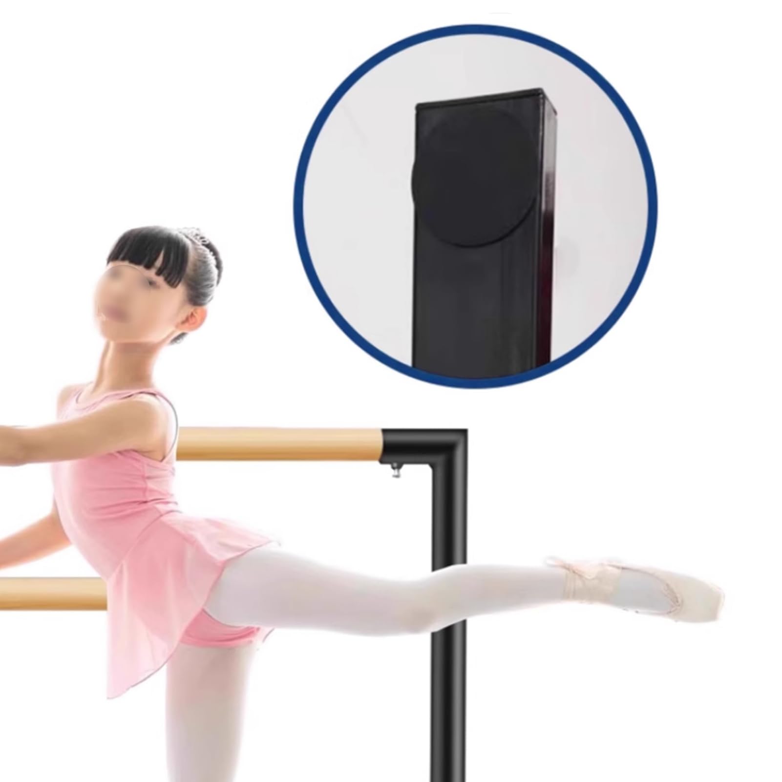 Barra de Ballet Independiente Barra de Baile Resistente de Madera Barra de Ballet Doble para Casa con 4 Almohadillas de Goma Antideslizantes para Niños y Adultos,Estiramientos