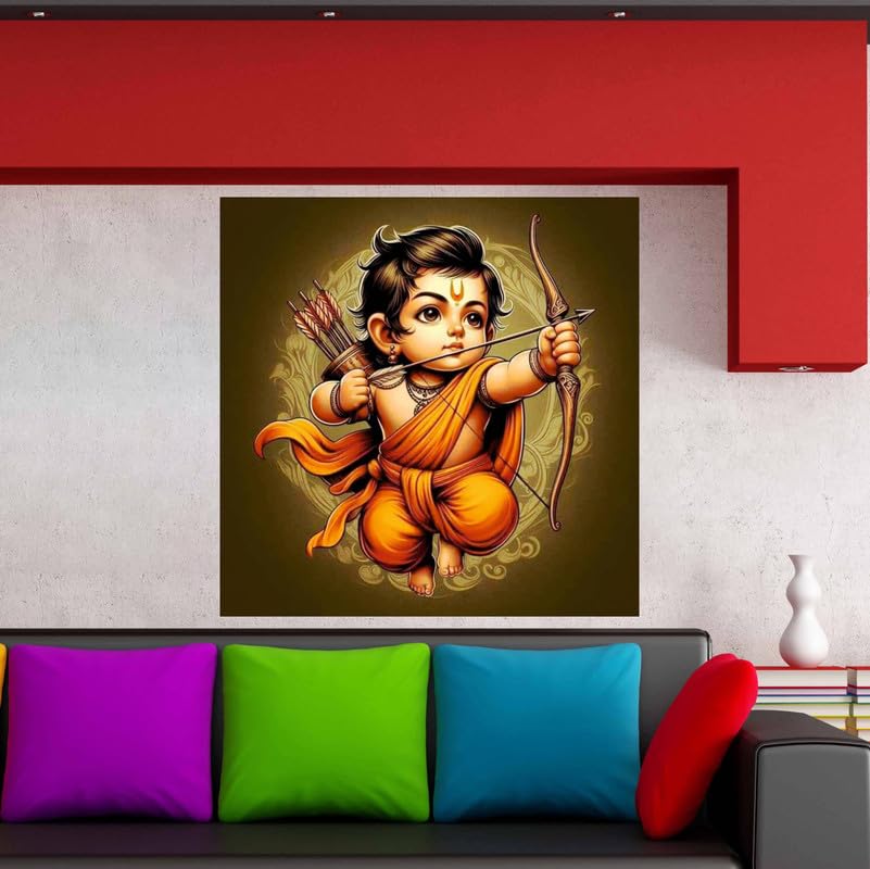 Image of British Terminal Cute little Bal Gopal Baby God Krishna| Kanha Ji | Laddu Lord Makhan Chor Painting Religious Poster for Pregnant Women for wall (matt thin vinyl,sticker,multicolor,unframed)| bj175