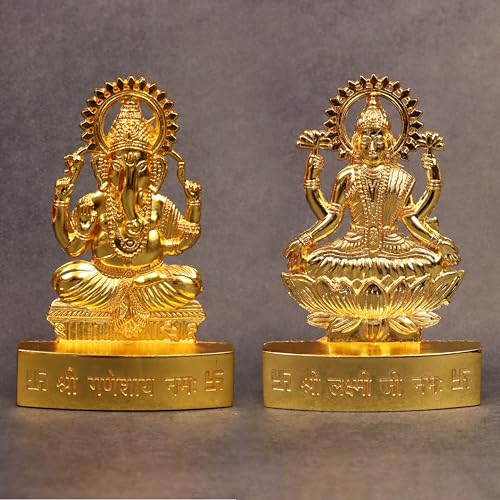 Image of Spillbox Gold Plated God Statue Showpiece for Home Office Figurine Religious Pooja Gift Living Room Decoration Home Decor- Gold Plated laxmi Ganesha (Small)