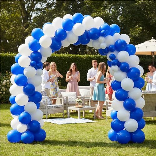 Image of TNWBA Latex Balloons 100 pcs 12 inch, White and Blue latex Balloons, birthday party decoration