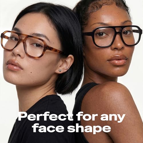 Image of livho Retro Aviator Blue Light Blocking Glasses for Women Men with Soft Case, Trendy Rectangle Computer Eyeglasses