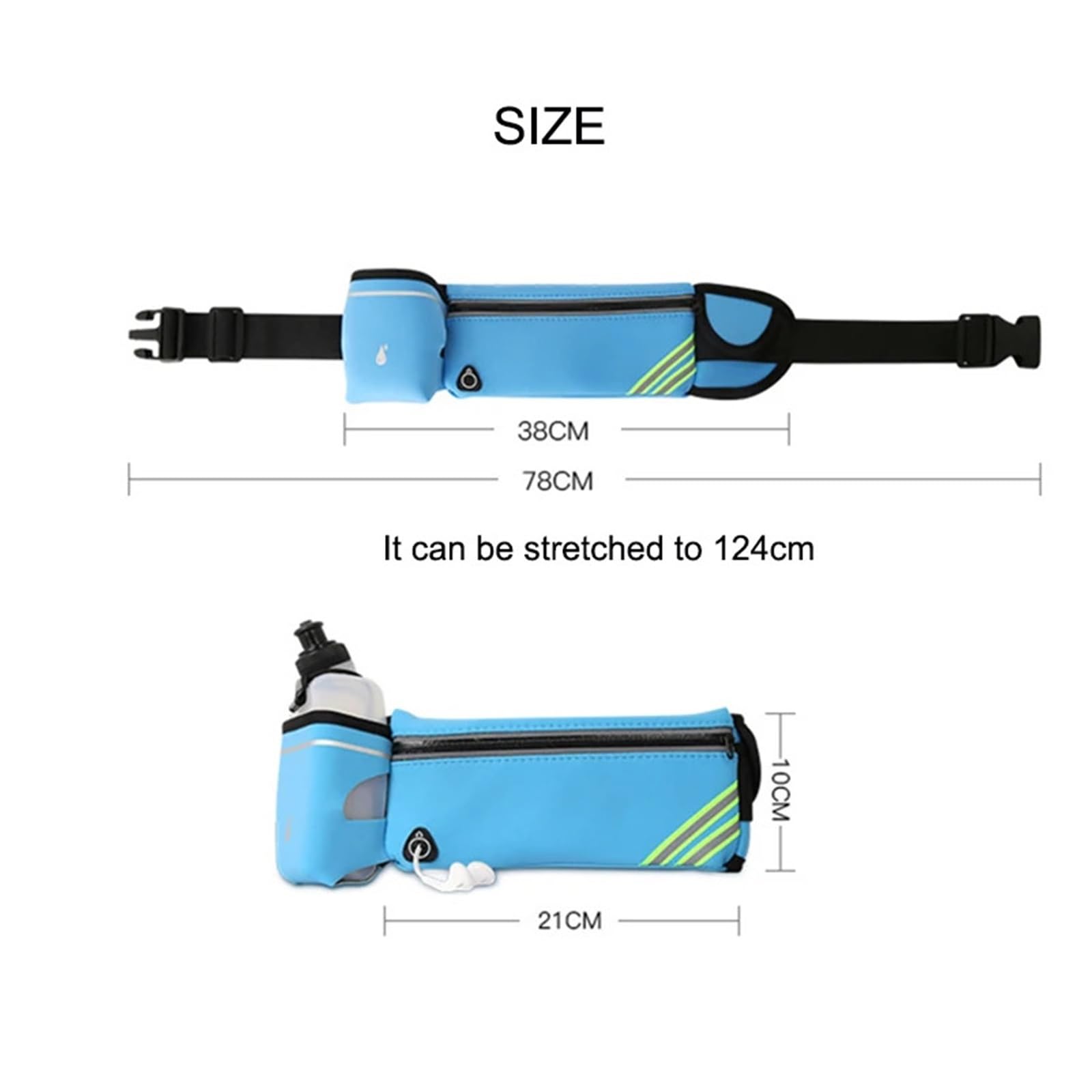 Riñonera for Correr, riñonera Deportiva Hombre y Mujer, teléfono, Mochila de hidratación, Accesorios Impermeables, Agua para Walking, Deporte(Green)