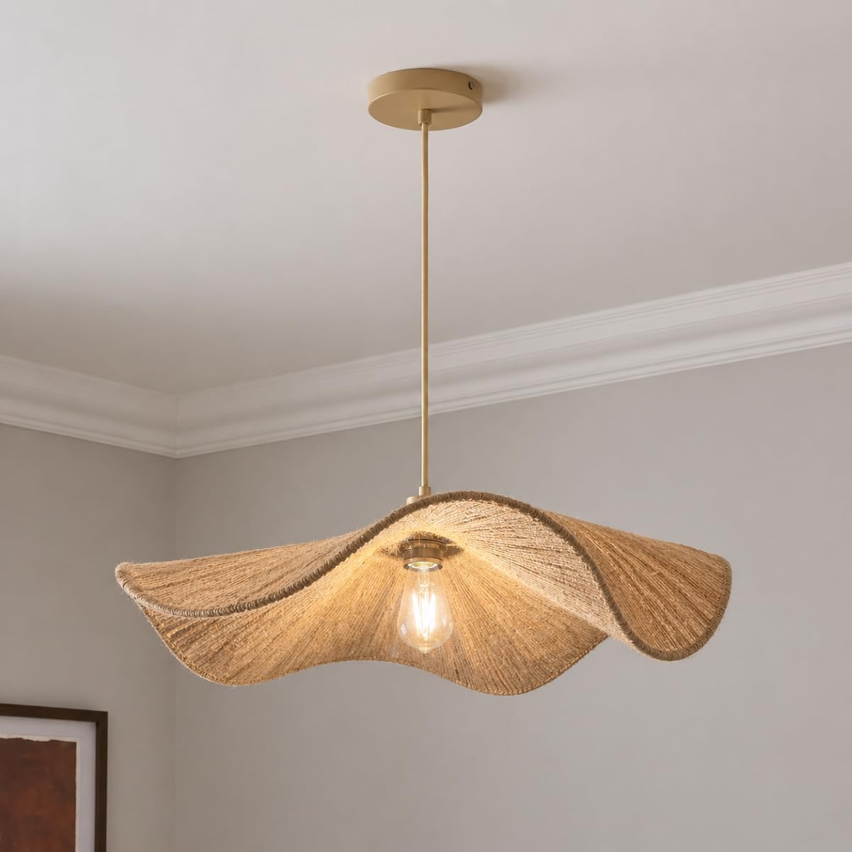 CGC Lighting Indoor Ceiling lamp Shade Large 60cm Natural String Woven Easy fit Non Electrical (Virelle Large 60cm)