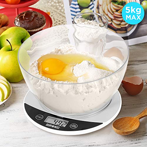 Duronic KS3000 Küchenwaage, 5kg Digitalwaage mit 2L abnehmbarer Schüssel – Ansicht 3