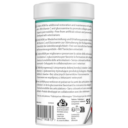 8in1 Glucosamin Tabletten mit MSM - zur Nahrungsergänzung bei ausgewachsenen und älteren Hunden, 1 Dose (55 Tabletten)