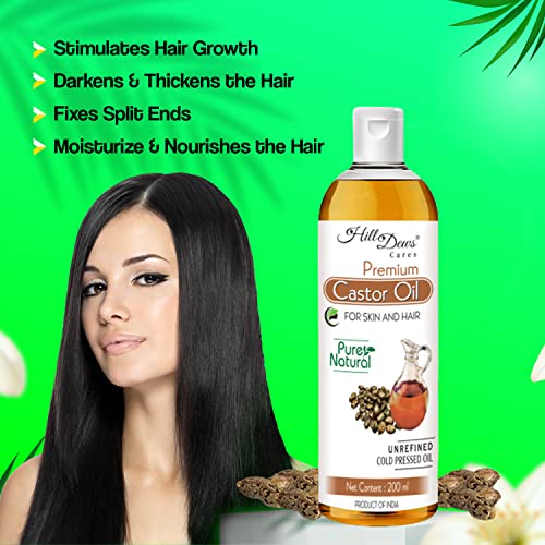 Image of Castor oil 200ml Cold Pressed Pure Unrefined For Skin Moisturizing, Hair Growth Oil, Beard Growth, Eyebrow Eyelashes Growth 200 ml