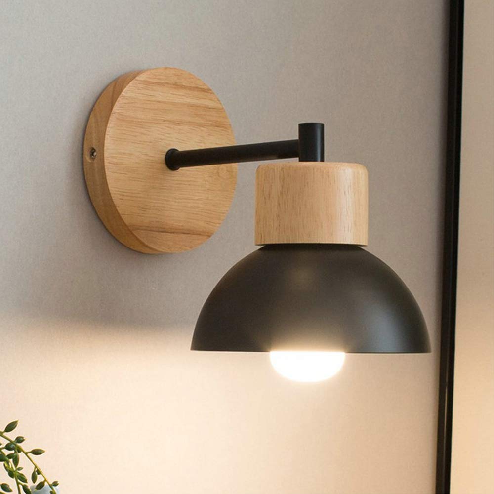 Chao Zan Black Vintage Industrial Wall Light Indoor E27 Wooden Wall Sconce White Candle Wall Light Fixtures Perfect For Living Room Bedrooom Kitchen Restaurant Loft Coffee Bar,Children's Room