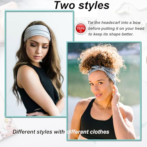 Image of 4 Pieces Adjustable Headbands for Women Elastic Knotted Boho Headbands For Women Fashion Wide Headband Hair Scarf Headband Yoga Workout Head Bands Hair Accessories Band