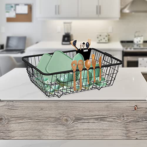 Image of Plantex GI Metal Dish Drainer Basket for Kitchen Utensils /Dish Drying Rack /Bartan Basket(Size - 56 x 43 x 20 cm /Black)
