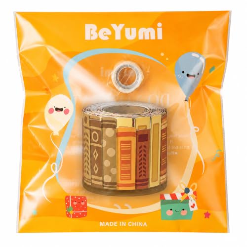 Image of BeYumi Fall Bookshelf Border Trim - 65ft Fall Books Rolled Border Classroom | Autumn Orange Brown Bookshelf Bulletin Board Border Set School Classroom Library Office Chalkboard Home Wall Party Decoration
