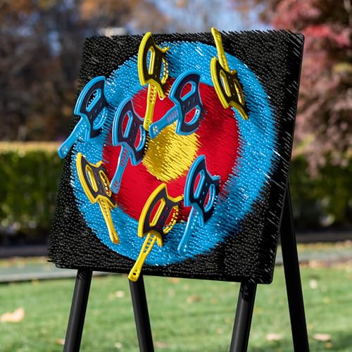 Image of EastPoint Sports Axe Throwing Target Game - 5ft Tall Sturdy Steel Frame - Includes 8 Throwing Axes