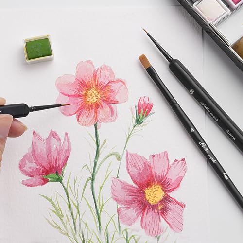 Image of Kolinsky Sable Miniature Paint Brushes-Golden Maple 3pcs Detail Paint Brushes Drybrush for Acrylic Watercolor, Small Fine Detail Paint Brush Set Use for Mini Paints,Paint by Number, Miniature Painting