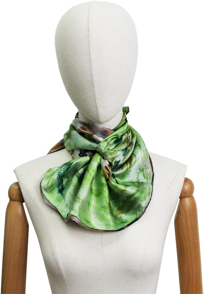 DANA XU 100% Mulberry Silk Satin Scarf 35"×35" inches Square Large Size Hair Fashion Head Wraps For Evening