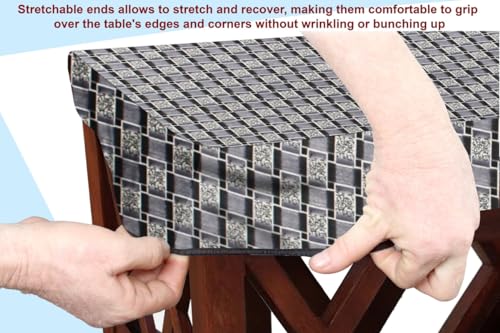 Image of The Furnishing Tree Elastic Rectangular Center Tpoy Table Cover WxL 24x60 in Inches Polyester Basketweave Pattern Grey