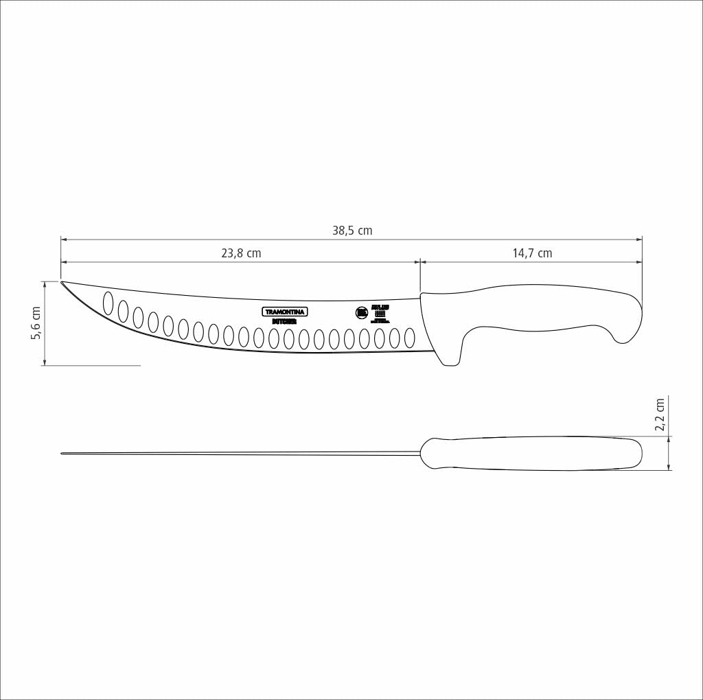 Tramontina Coltello Macellaio Curvo Alveolato, Professional Negro NSF 25 cm