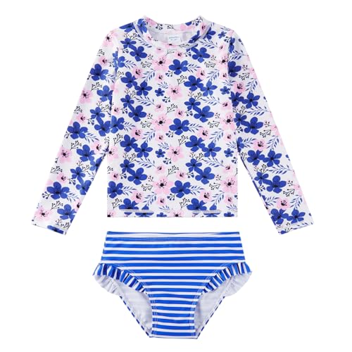 Image of upandfast Girls Rash Guard Set Long Sleeve Two Piece Swimsuit with UPF 50+ Sun Protection for Girls 3-8 Years