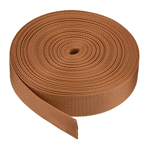 Image of MECCANIXITY Flat Nylon Webbing Strap 1 Inch 10 Yards Dark Brown for Backpack, Luggage-rack