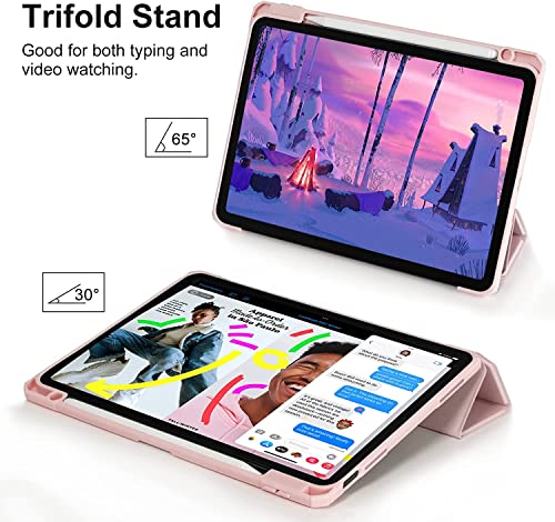 Image of ProElite Case Cover for Apple iPad (A16) 11th /10th Generation (2025 /2022), Transparent case Cover with Pencil Holder for iPad 11th /10th Gen 2025 /2022, Pink
