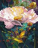 ARTNAPI Kit de peinture par numéros pour adultes et enfants avec cadre 40 x 50 cm (magnifique fleur) – Peinture à l'huile sur toile – Très amusant et relaxant, anti-stress, apprentissage à la peinture