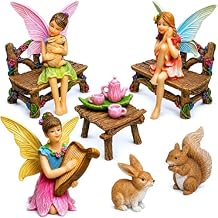 Mood Lab Fairy Garden Figurines - Miniature Decor Set 12 pcs - Statues & Accessories - Outdoor & Indoor Garden Decor