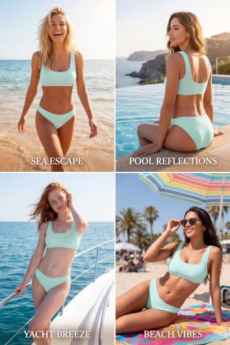 Image of Beautikini Period Swimwear for Teens Two Piece Leakproof Menstrual Bikini Swimsuit Sporty Bathing Suits for Girls Women