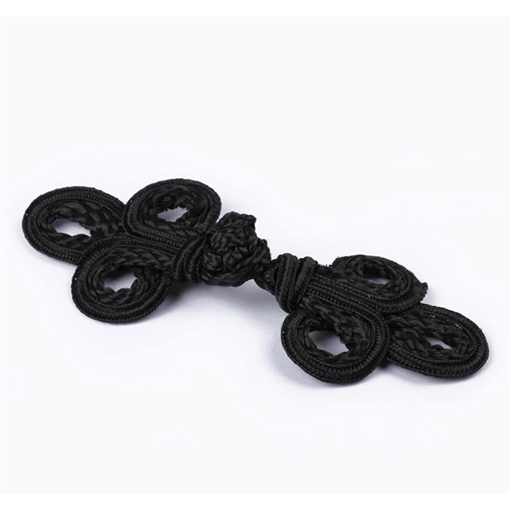 5 Pairs/Pack Chinese Knots Frog Buttons Closure Sewing Buttons Fastener for DIY Sewing (04 Black)