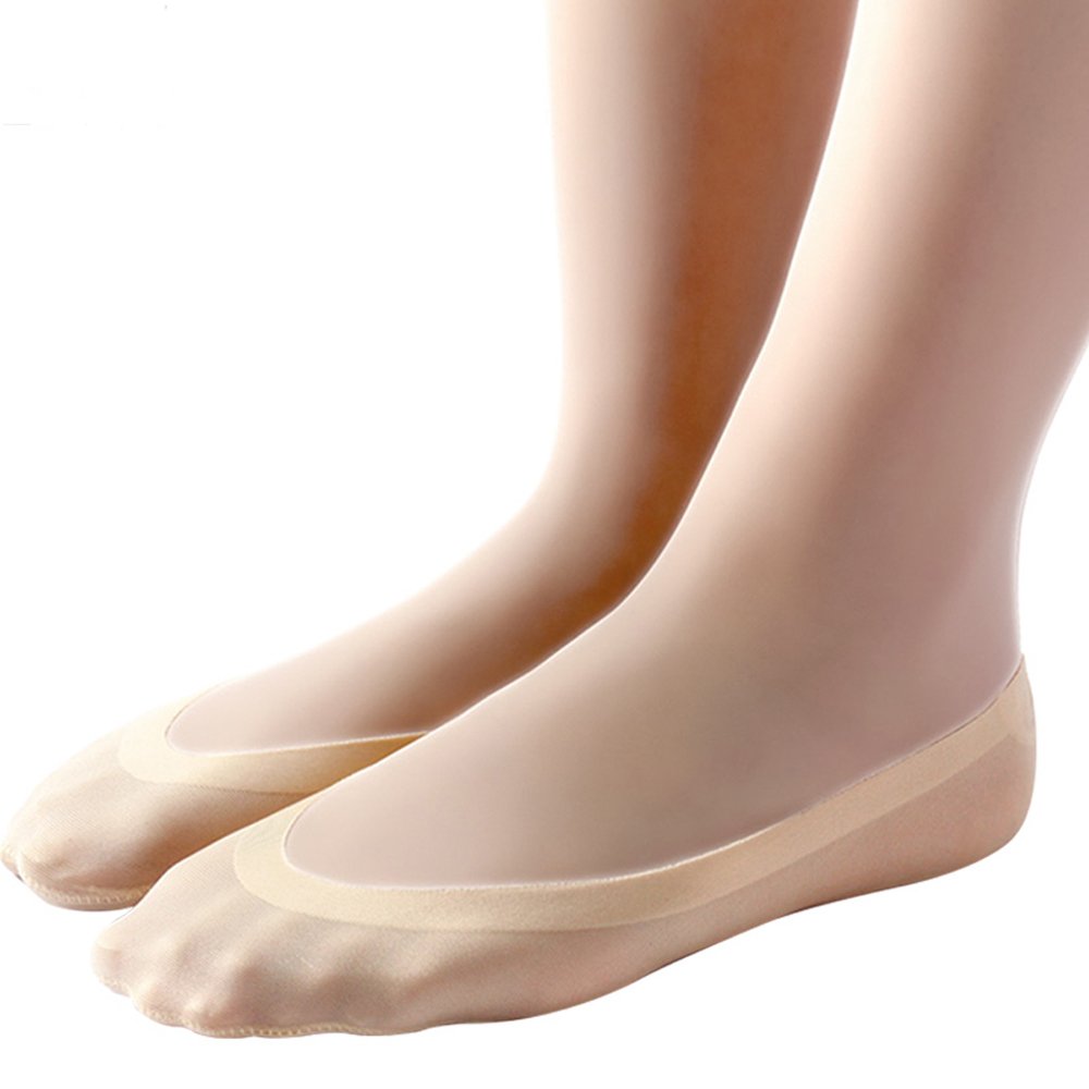 18MM Silicon Strap Invisible Footsies Trainer Ballerina Socks (Beige)