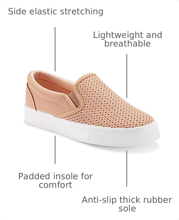 Image of JENN ARDOR Womens Slip On Sneakers Perforated /Quilted Casual Shoes Fashion Walking Flats