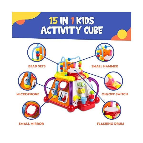 Toysery Baby Activity Center – Toddler Kids Learning & Skill Development Cube with Lights & Music. Enhance Skill Development with a 15 in 1 Game Functions Toy - Image 3