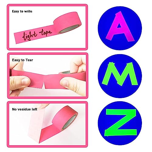 Image of EDSRDRUS Heavy Duty Black Light Tape 6 Fluorescent UV Colors Neon Gaffer Cloth Tape Glow in The Dark 1 /2, 1, 2 inch Width Total 98ft Strength and Super Bright for Glow Party Stage, Pub Supplies