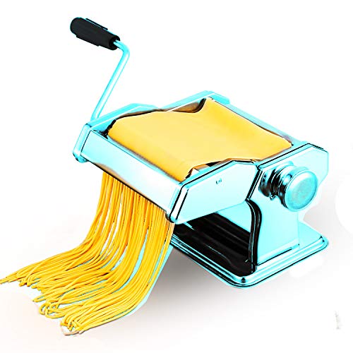 Hiriyt Nudelmaschine Pastamaschine Pastamaker Edelstahl frische manuell Pasta Walze Maschine Cutter mit Klemme für Spaghetti Nudeln Lasagne