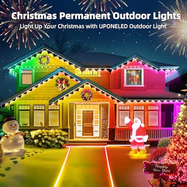 Permanent Outdoor Lights for House, 40FT with 24 LED Smart RGB Christmas Outdoor Lights with App Remote Control, Waterproof IP67 Eave Lights DIY Scenes Mode for Holiday Garden Decor