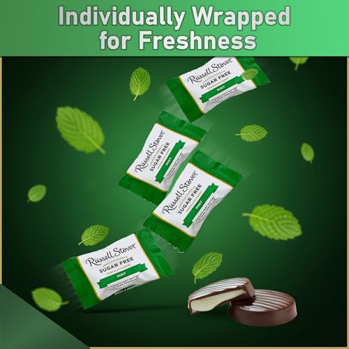 Image of Sugar Free Peppermint Patties - Dark Chocolate Mint Patties Sweetened with Stevia - Guilt-Free Zero Sugar Chocolate Candy for Diabetics & Keto - 1lb Bulk Pack Sugar-Free Candy Treats
