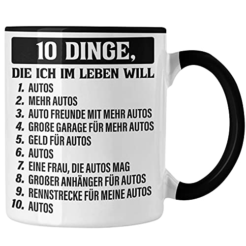 Trendation - Tuner Auto Tasse Geschenke Autotuner Geschenkidee Autoliebhaber Tasse für Männer Autofan Kaffeetasse (Schwarz)
