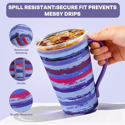 Image of 3Pk Reusable Coffee Sleeves, Neoprene, Fits 16-32oz Hot /Cold Drink