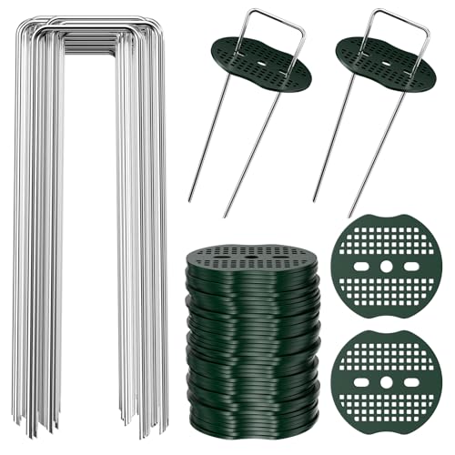WinGluge 50 Pièces Piquets de Fixation en Acier Galvanisé, Avec 20 Rondelle, Piquet Fixation Sol, Piquets Antirouille D'ancrage au Sol, Sardines de Fixation...