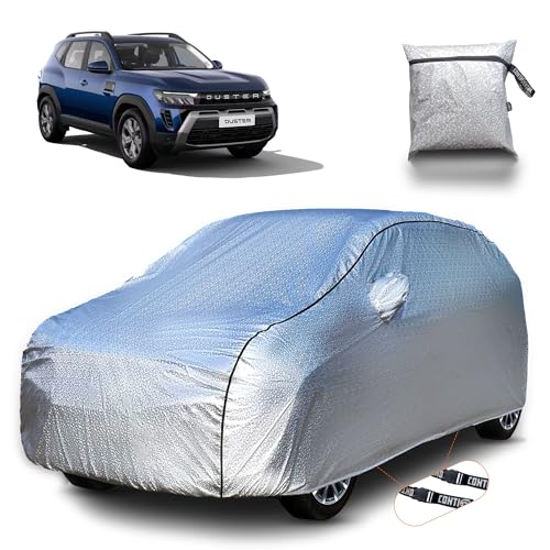 Image of Continental [SilverGuard] Dual Belts Extra Protection Renault Duster Car Cover 2026 Model, Build with Triple Stitched, Waterproof & Dustproof Car Cover for Duster (Metallic Silver).