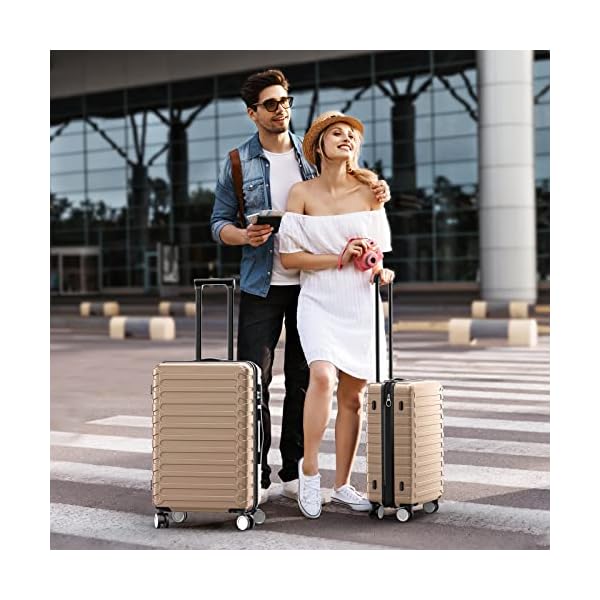 SHOWKOO-Luggage-Sets-of-3-Hardside-Lightweight-Durable-ABSPC-Travel-Suitcase-sets-Expandable-Spinner-Wheels-with-TSA-Lock-Champagne SHOWKOO Luggage Sets of 3 Hardside Lightweight Durable ABS+PC Travel Suitcase sets Expandable Spinner Wheels with TSA Lock, Champagne