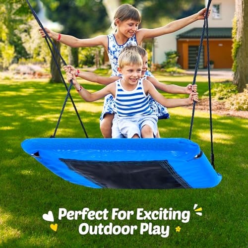 Trekassy 700lbs Large 60" Platform Tree Swing for Kids and Adults, Heavy Duty Waterproof & Anti-Fade Textilene Outdoor Swing Seat for Backyard with Adjustable Ropes + 2 Hanging Straps (Patented) by Trekassy - Image 5