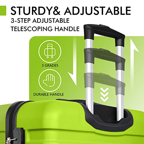 Image of AnyZip Luggage PC ABS Hardside Lightweight Suitcase with 4 Universal Wheels TSA Lock 20 24 28 Inch, Apple Green, 20 inch Carry-On