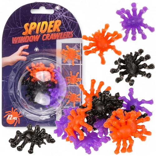 MIJOMA 12er Set Fensterläufer – Klebende Krabbelfiguren aus TPR, ca. 3 cm – Bunte Kletter-Figuren zum Spielen & Dekorieren – Für Kindergeburtstag & Mitgebsel (Spinne) MIJOMA 12er Set Fensterläufer – Klebende Krabbelfiguren aus TPR, ca. 3 cm – Bunte Kletter-Figuren zum Spielen & Dekorieren – Für Kindergeburtstag & Mitgebsel (Spinne)
