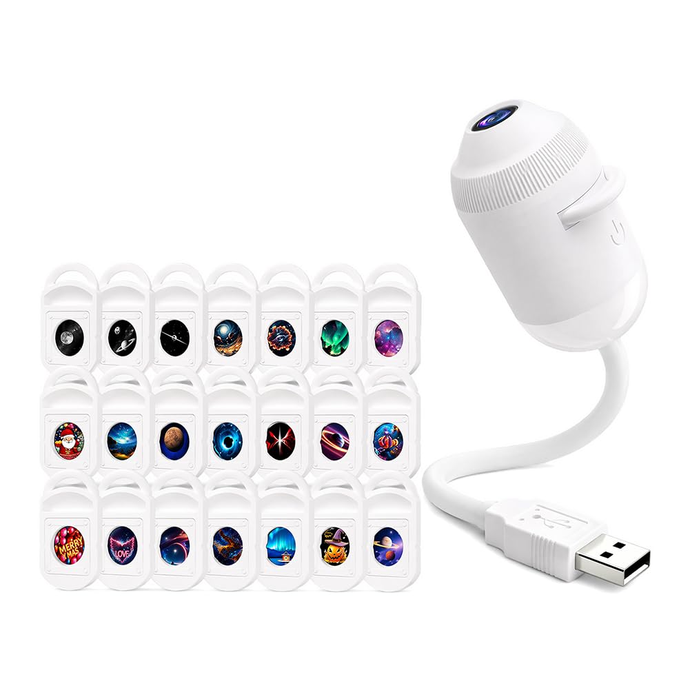 Galaxy Projector Night Light, HD 5D Dynamic Holographic Galaxy Star Projector, 2-in-1 360° Rotating Plug and Play USB Night Light, Immersive Nebula Projector Lamp for Bedroom & Gift