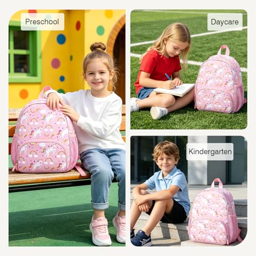 Image of Toddler Girls Backpack 4-6: Preschool Kindergarten Bookbag, Lightweight Unicorn Kids Travel Backpack
