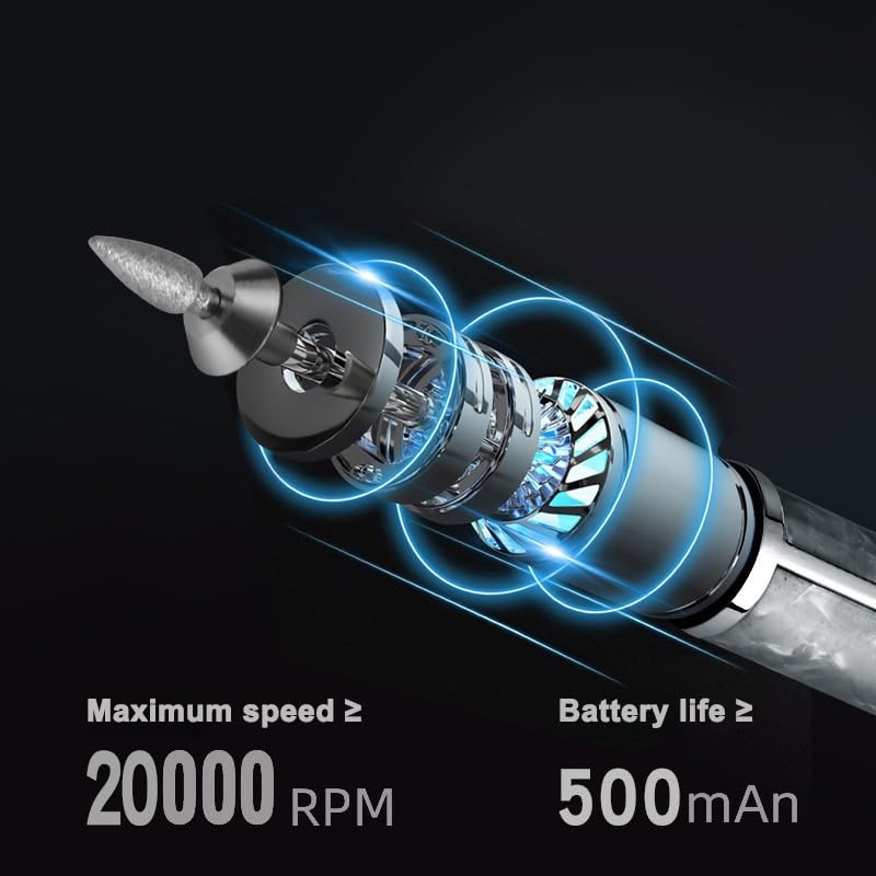 Electric Nail File, 12-in-1 Electric Nail Drill , Nail Files 20000 RPM Cordless Professional Efile Pedicure Tools with 4 Speeds - Image 3