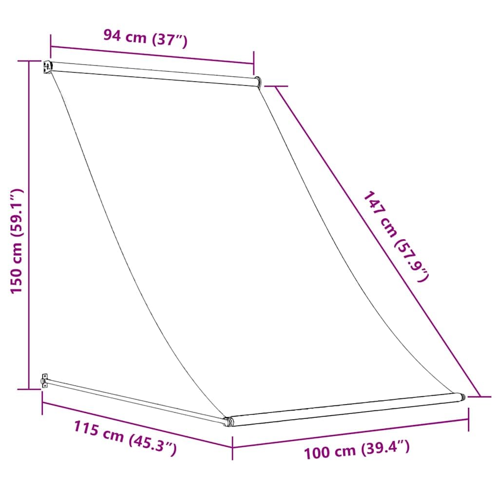 vidaXL Markise, Klemmmarkise Einziehbar, Sonnenschutz für Fenster Terrasse Balkon, Balkonmarkise Fallarmmarkise Fenstermarkise, 100×150cm Anthrazit