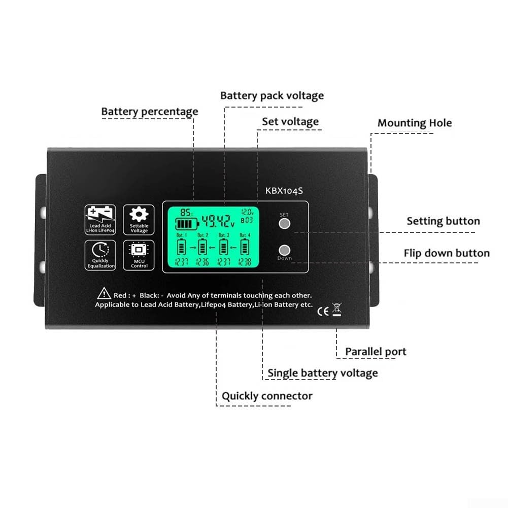 Batteriespannungsausgleicher KBX104S 48V Serie Controller mit Steckklemmen und Verlängerungskabel