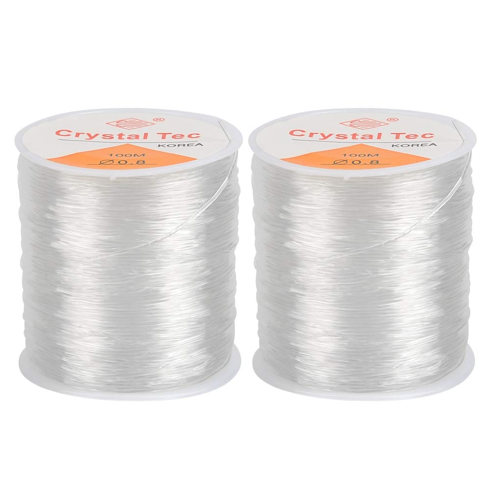 Transparent 2Roll 0.8Mm Elastic String For Bracelets, Crystal Stretch Bead Cord, Clay Bead Cord For Beading And Jewelry Making (100M/Roll)